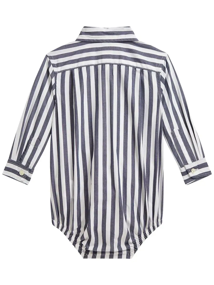 Боди с длинным рукавом из хлопкового поплина, модель Striped Cotton Poplin Polo Ralph Lauren — изображение 2 из 3, белый