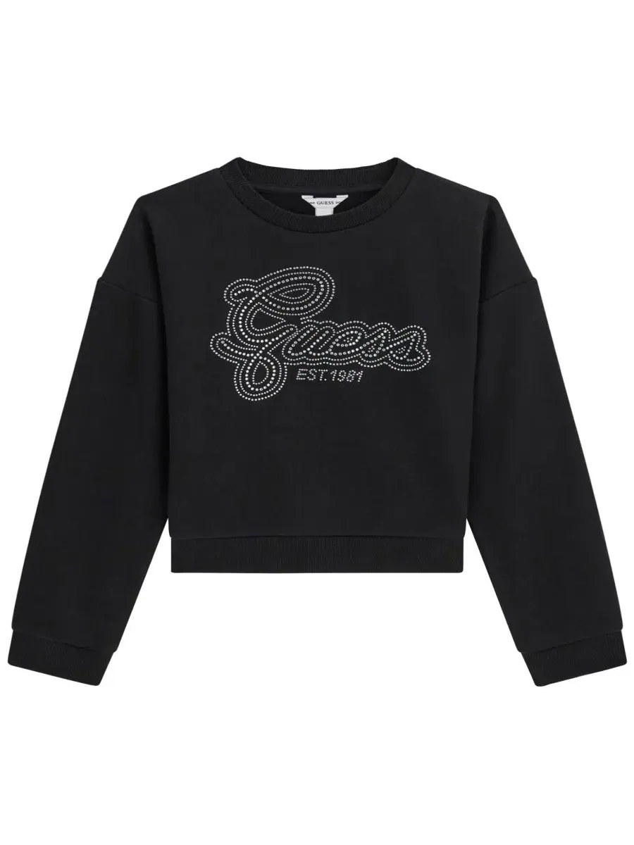 Свитшот с длинным рукавом с блестящим логотипом GUESS