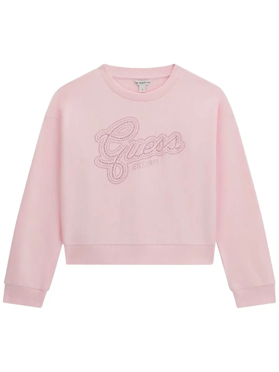 Свитшот с длинным рукавом, с логотипом GUESS — изображение 1 из 3, розовый