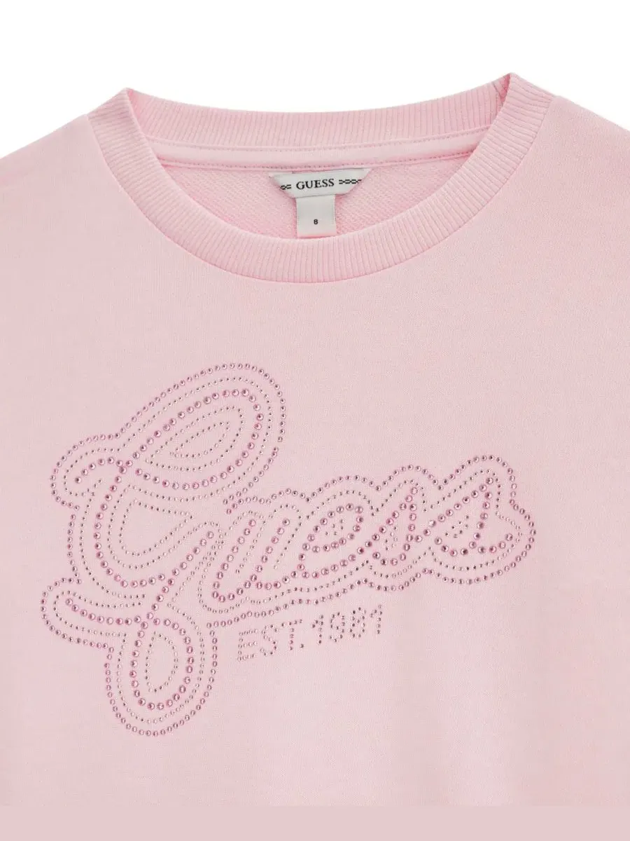 Свитшот с длинным рукавом, с логотипом GUESS — изображение 3 из 3, розовый
