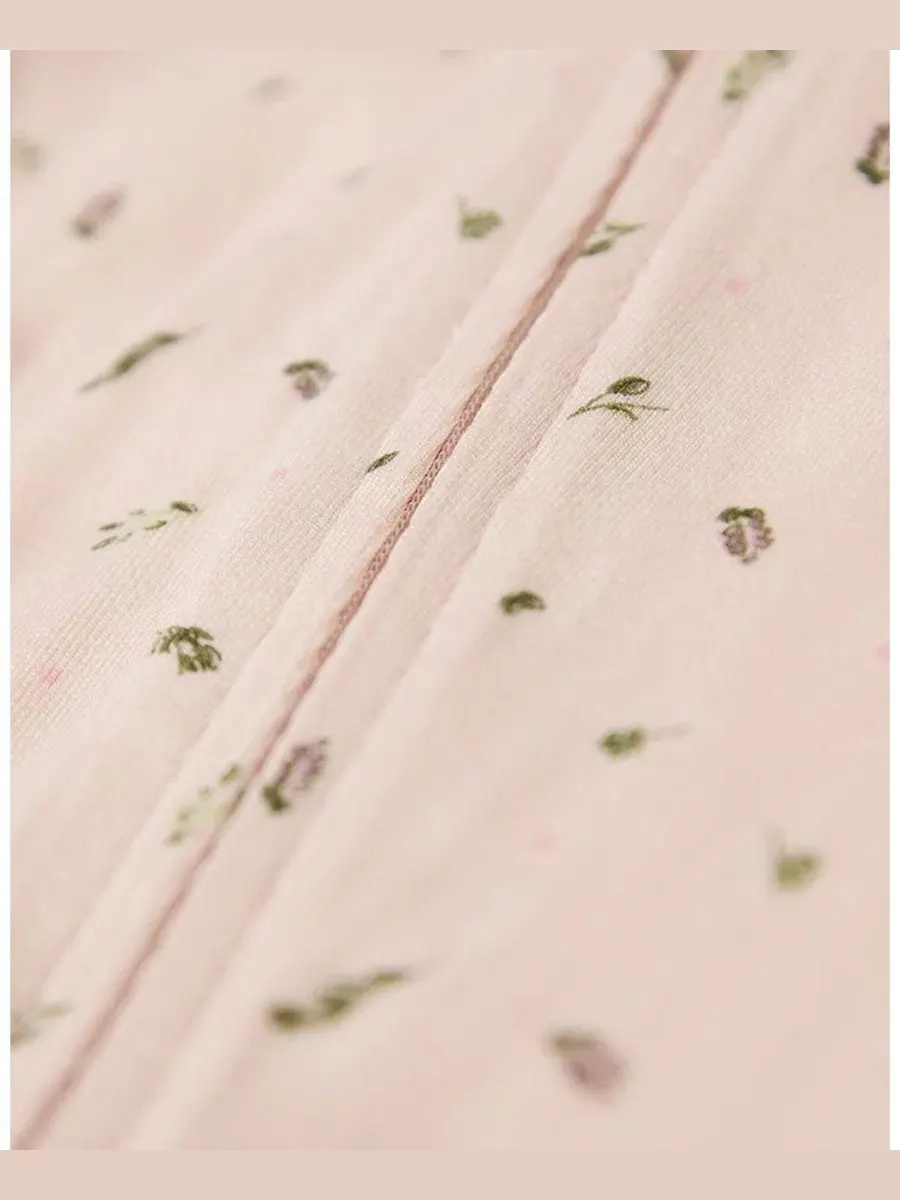 Боди-комбинезон с длинным рукавом, с принтом Tiny Leaves MeMoi — изображение 3 из 3, розовый