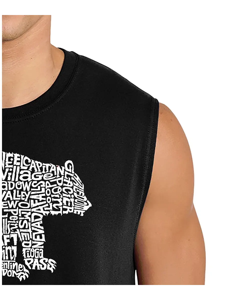 Мужская майка без рукавов с принтом Yosemite Word Art LA Pop Art — изображение 2 из 4, черный