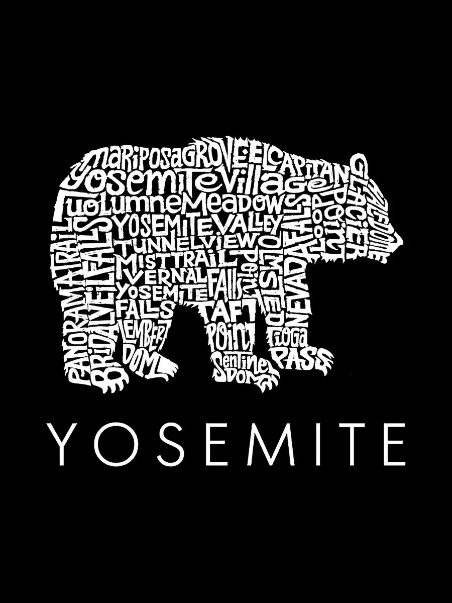 Мужская майка без рукавов с принтом Yosemite Word Art LA Pop Art — изображение 4 из 4, черный