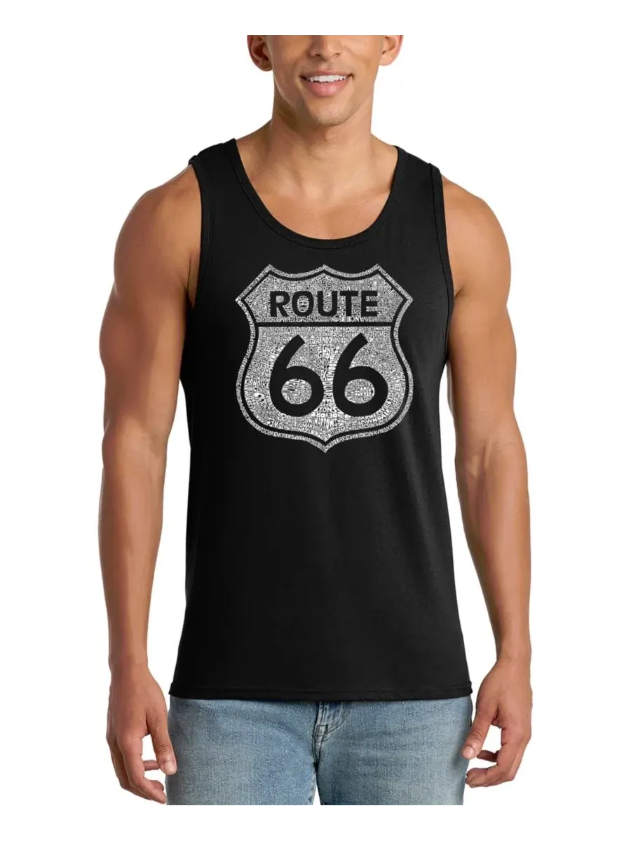 Мужская майка с принтом Route 66 LA Pop Art — изображение 1 из 4, черный