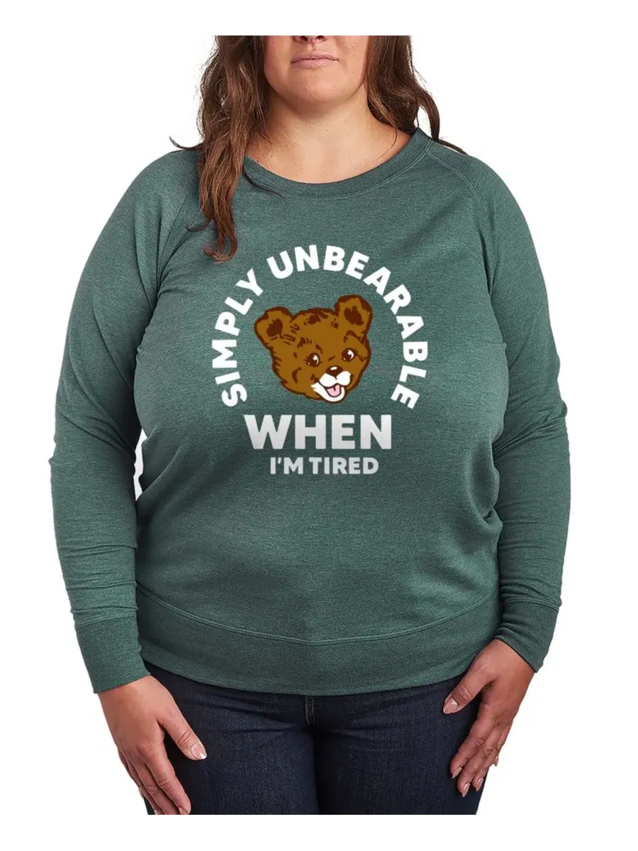 Футболка с длинным рукавом из французского футера с принтом Tired Simply Unbearable Hybrid Apparel