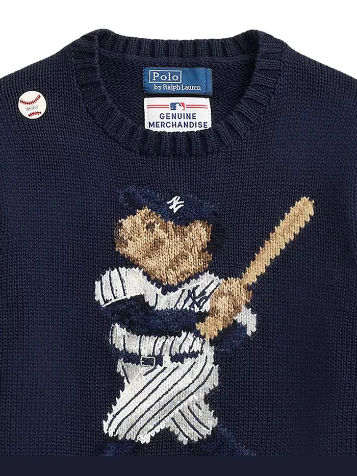 Мальчики и девочки 2T-7 Yankees Bear свитер с длинными рукавами Polo Ralph Lauren — изображение 3 из 3, синий