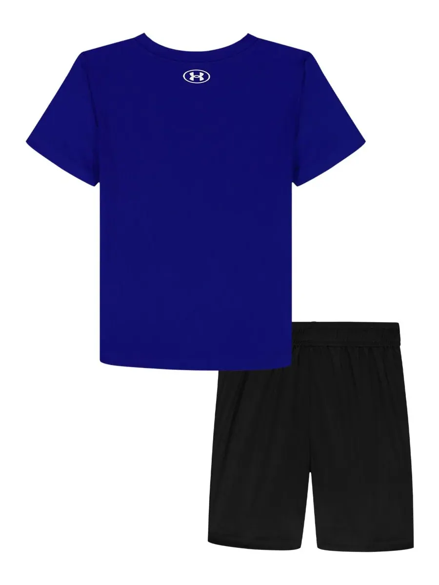 Детский комплект из футболки и шорт Tech 4Baller (2T-7), размер 2T Under Armour — изображение 2 из 6, синий/черный