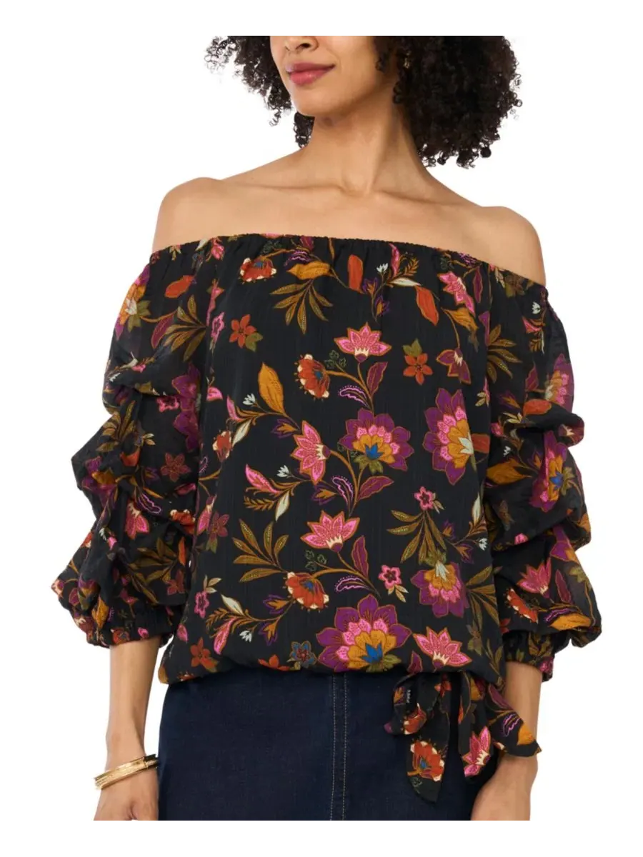 Топ с открытыми плечами и рукавами-фонариками, модель Off-The-Shoulder Bubble-Sleeve Vince Camuto