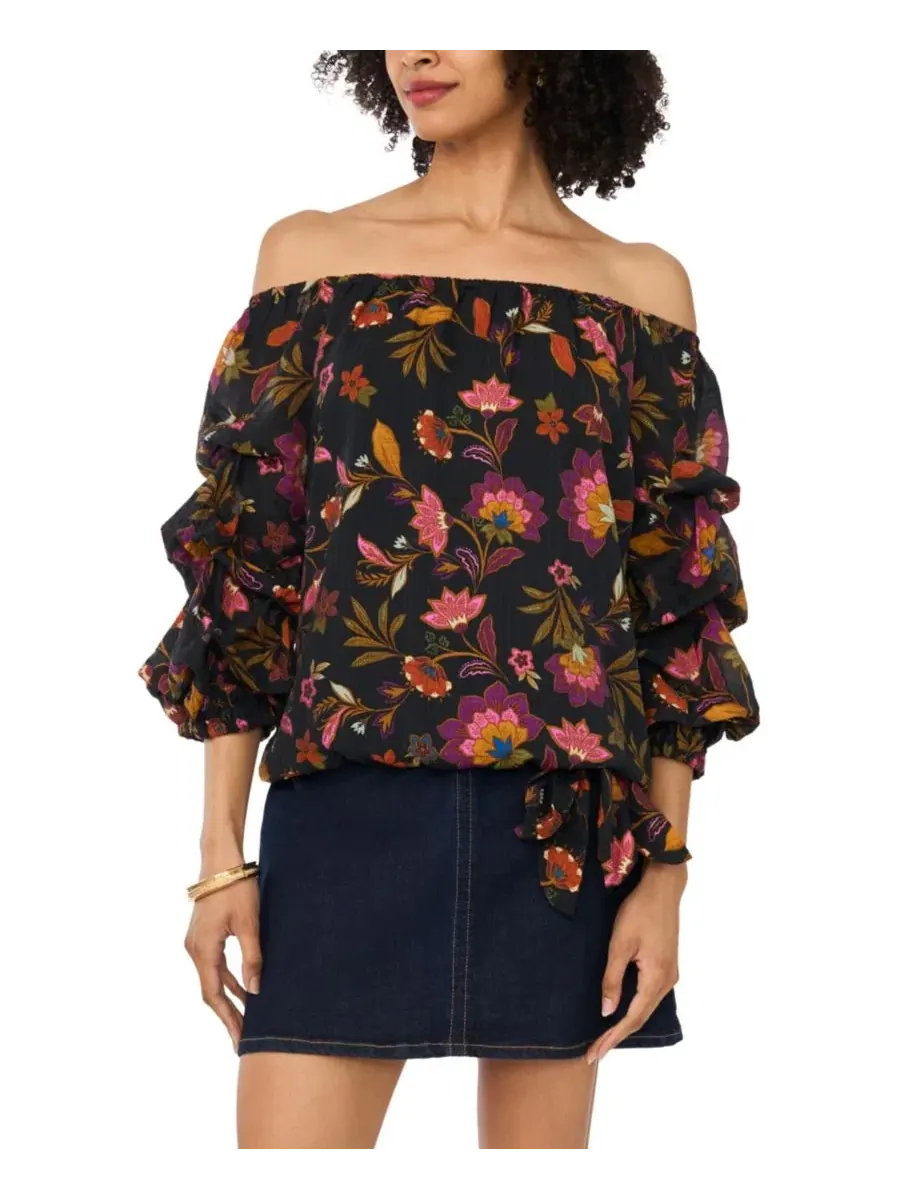 Топ с открытыми плечами и рукавами-фонариками, модель Off-The-Shoulder Bubble-Sleeve Vince Camuto — изображение 3 из 5