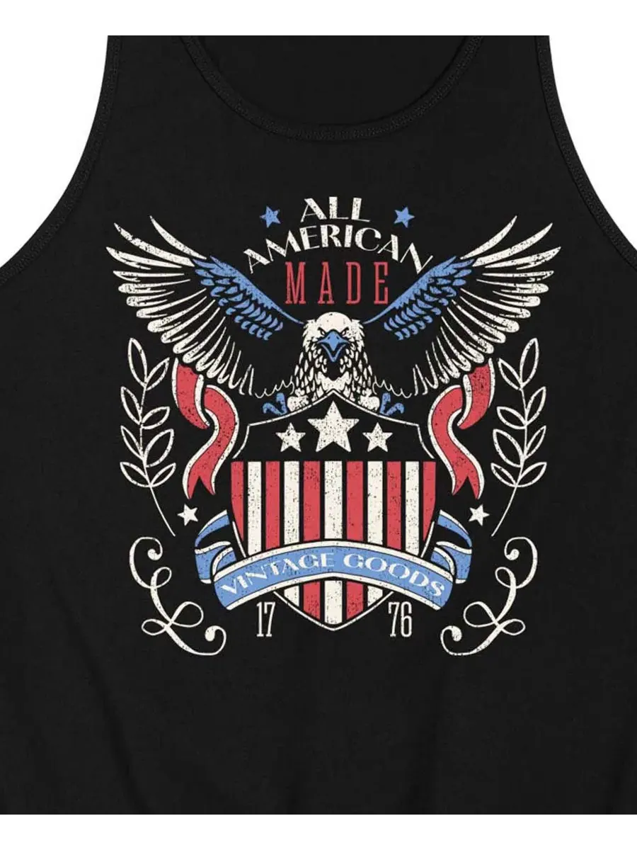 Мужские майки без рукавов с графическим принтом от All American Vintage Goods AIRWAVES — изображение 3 из 3, черный