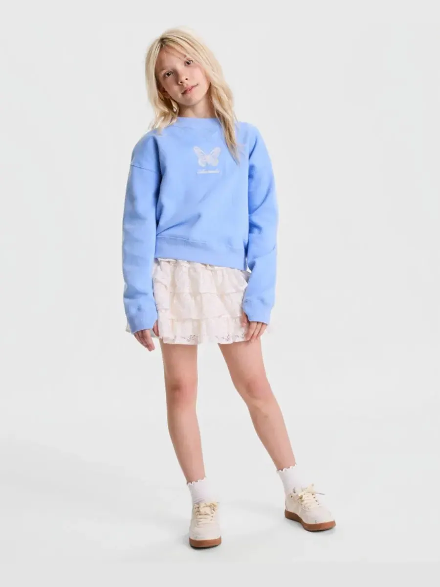 Свитшот с принтом бабочек Butterfly Crewneck Sweatshirt abercrombie kids — изображение 2 из 8, синий