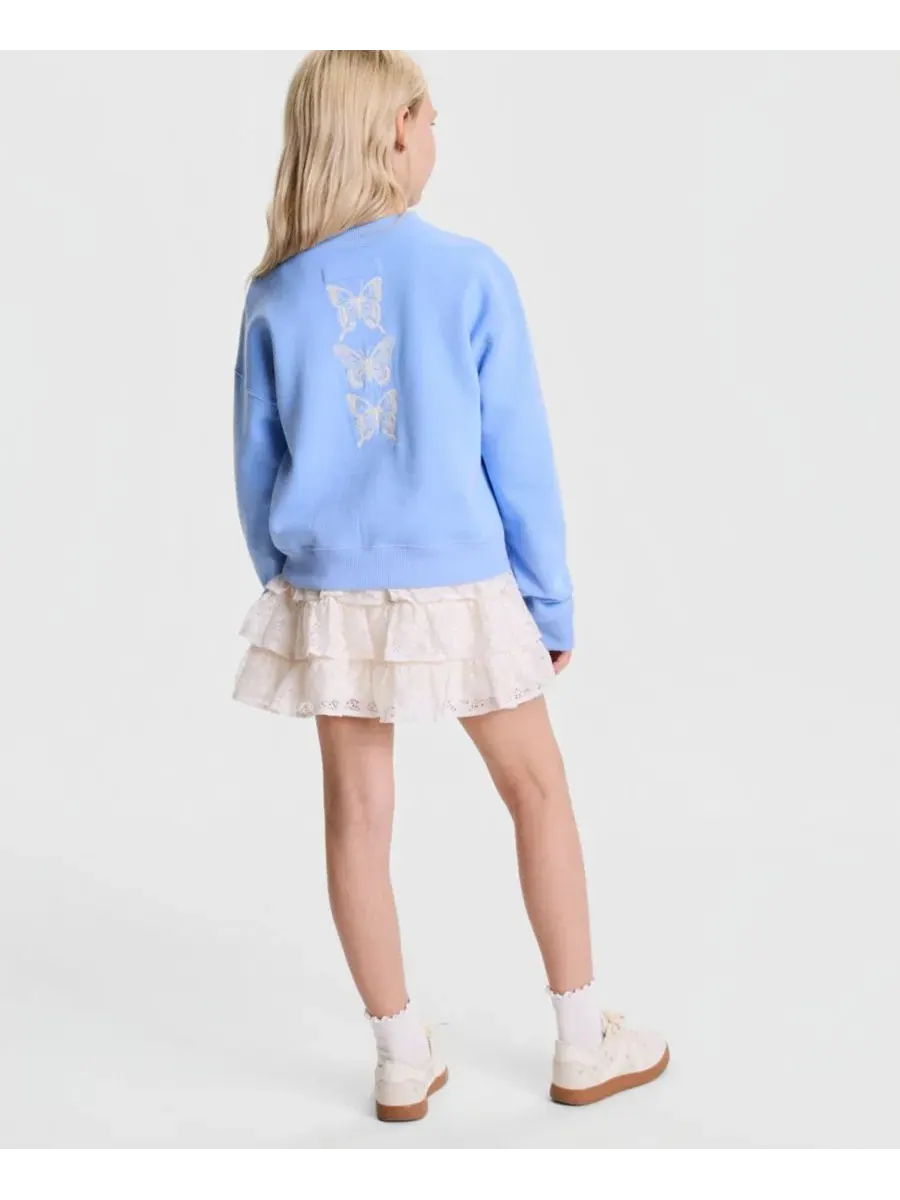 Свитшот с принтом бабочек Butterfly Crewneck Sweatshirt abercrombie kids — изображение 4 из 8, синий