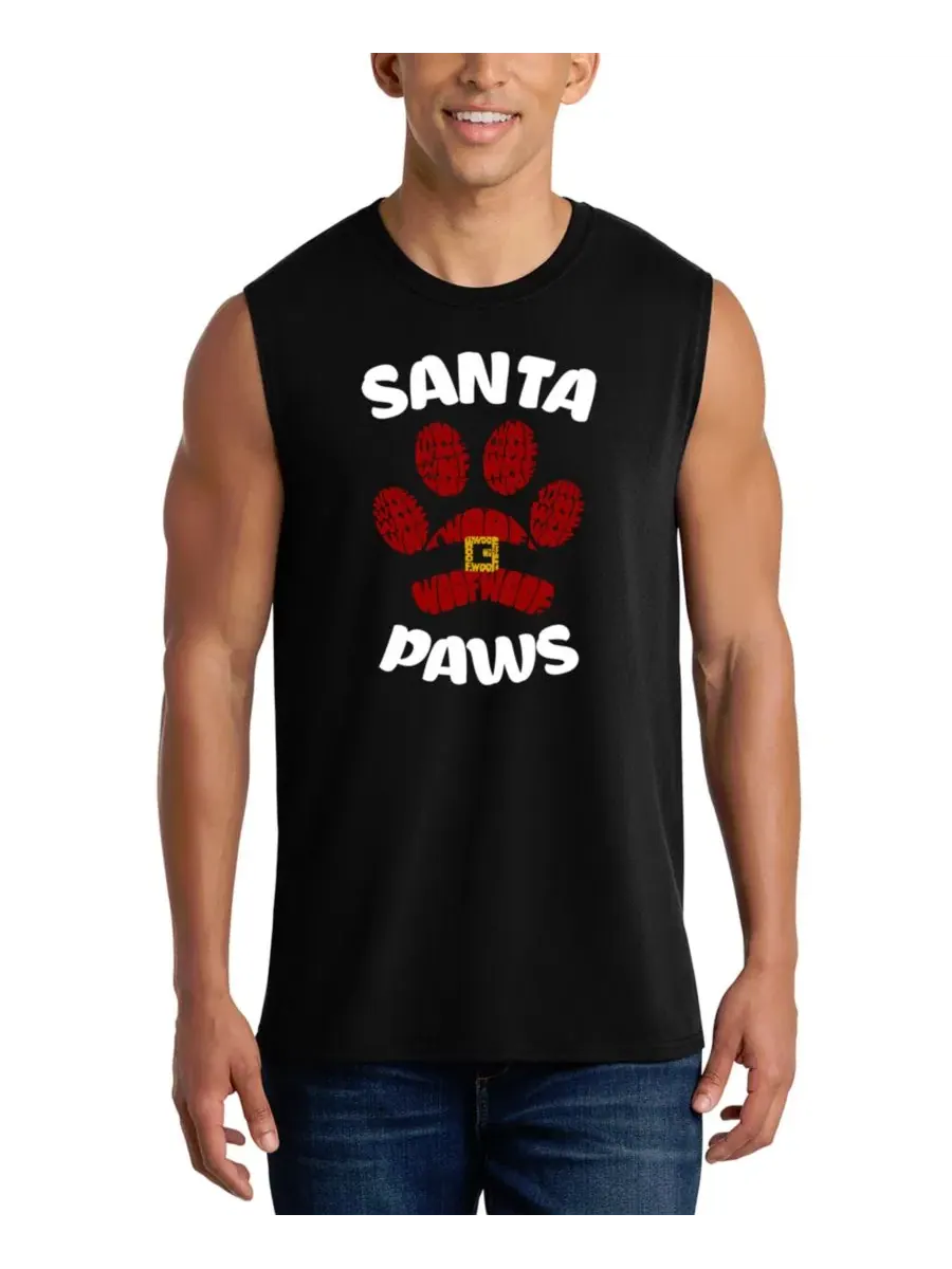 Мужская майка с принтом Santa Paws LA Pop Art — изображение 1 из 4, черный