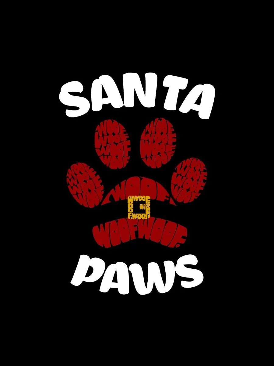 Мужская майка с принтом Santa Paws LA Pop Art — изображение 4 из 4, черный