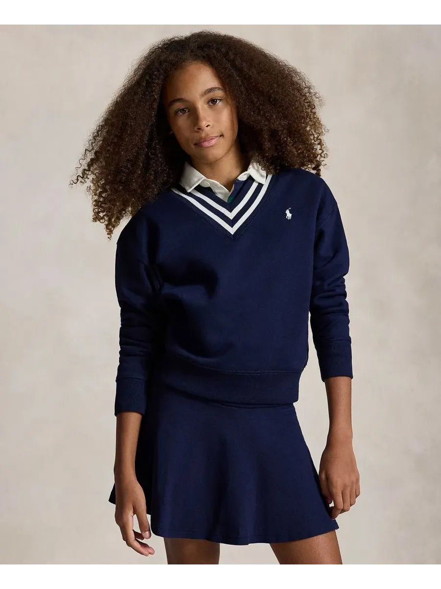 Свитшот с v-образным вырезом, полосатая отделка Polo Ralph Lauren