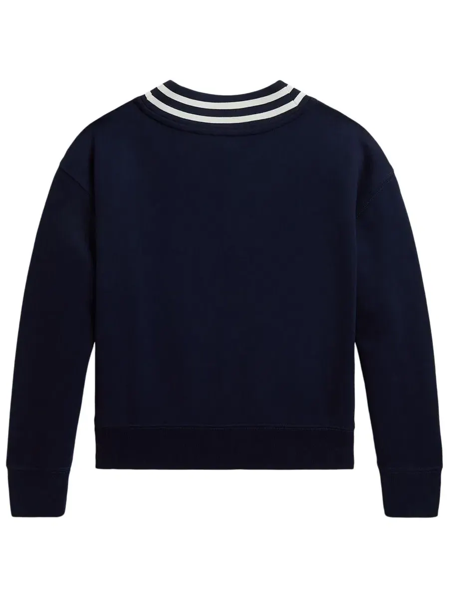 Свитшот с v-образным вырезом, полосатая отделка Polo Ralph Lauren — изображение 5 из 6, темно-синий