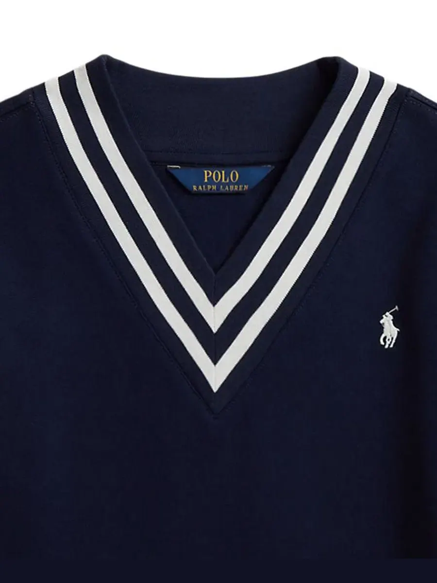 Свитшот с v-образным вырезом, полосатая отделка Polo Ralph Lauren — изображение 6 из 6, темно-синий