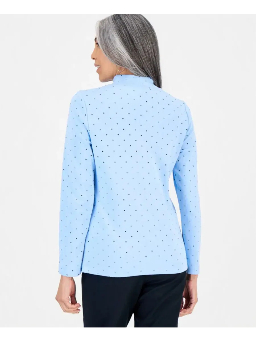 Футболка с длинным рукавом и принтом в горошек Style & Co, Pretty Peri — изображение 3 из 3