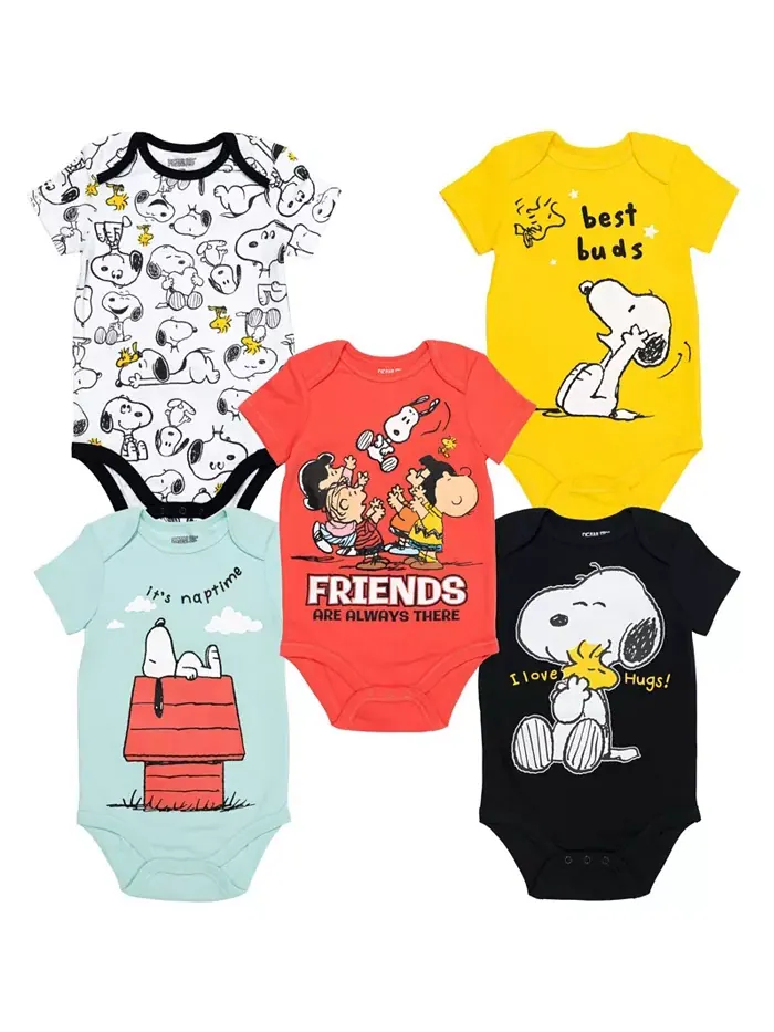 Комплект из 5 боди для мальчиков Snoopy Charlie Brown, разноцветные, для младенцев Peanuts