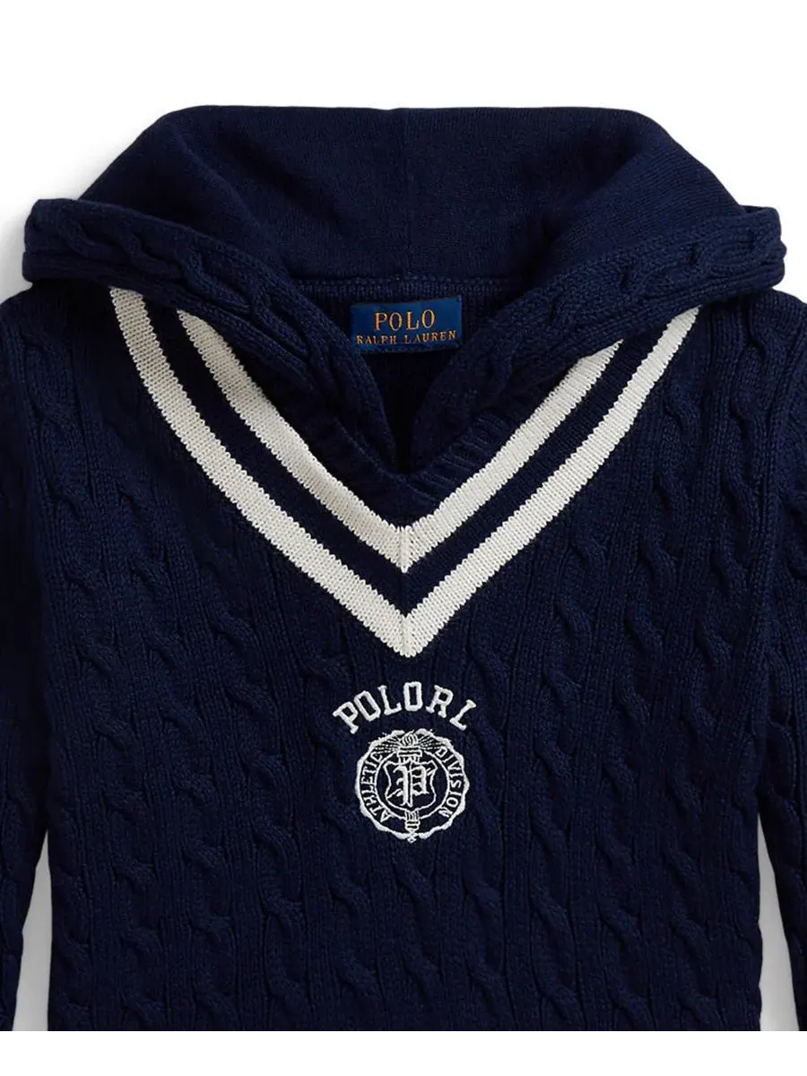 Детский хлопковый свитер с капюшоном Polo Ralph Lauren — изображение 3 из 3, темно-синий
