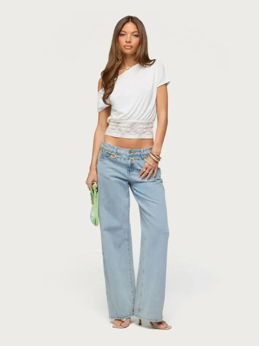 Топ без рукавов с открытыми плечами Michy Off Shoulder Lacey Edikted — изображение 5 из 5, бежевый