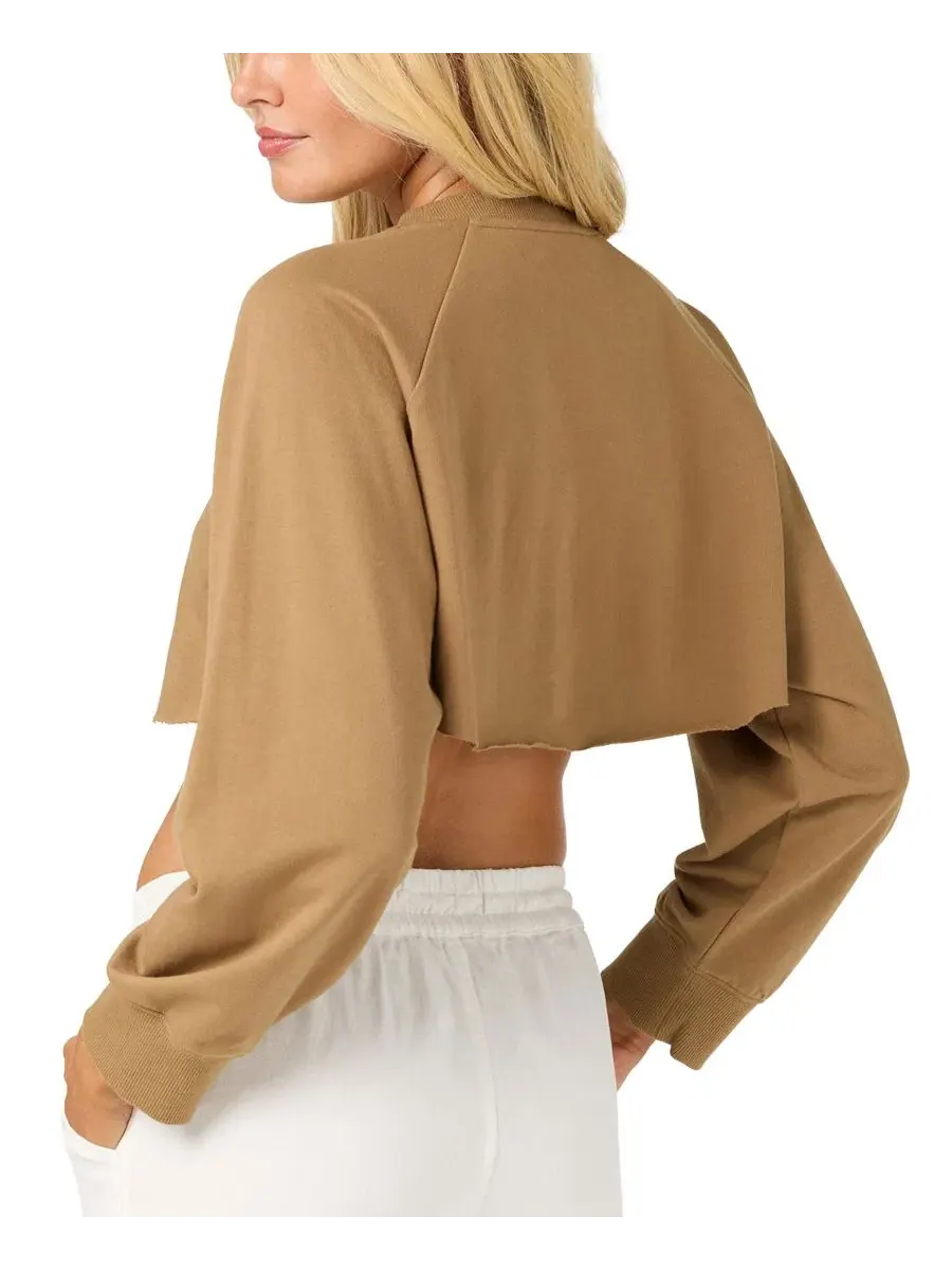 Свитшот женский с принтом Palm Raw Edge Crop Fleece Crewneck O'Neill — изображение 5 из 5, темный хаки