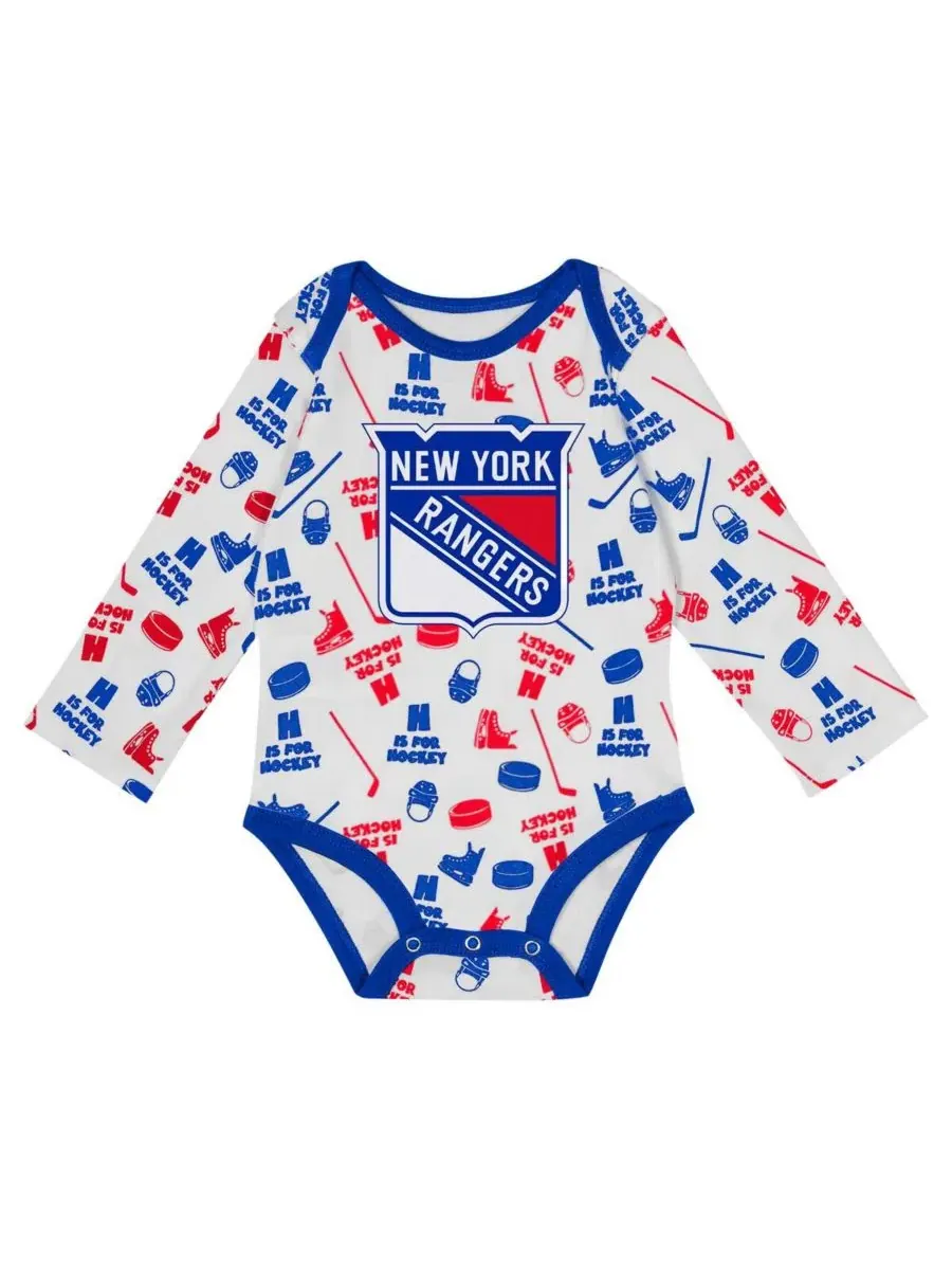 Детский белый боди с длинными рукавами New York Rangers для мальчиков и девочек Outerstuff — изображение 2 из 3