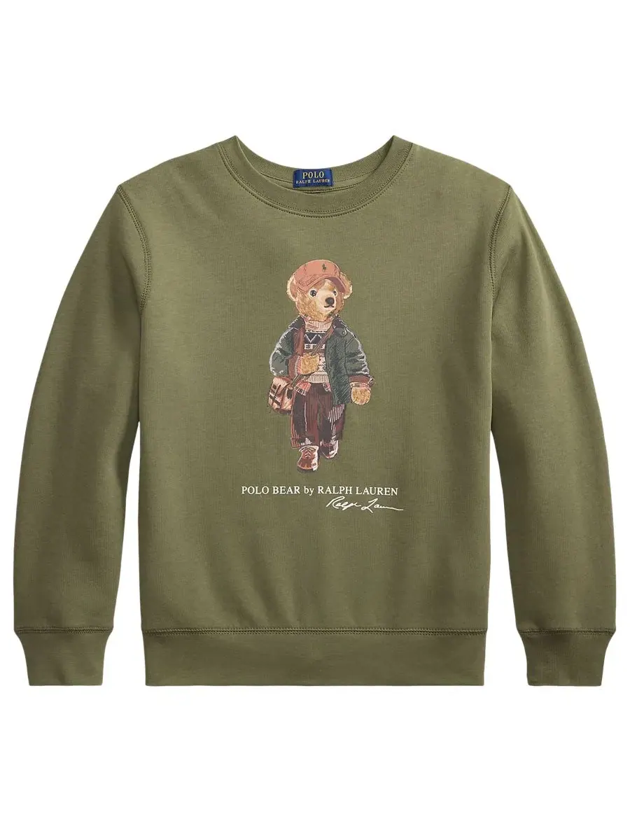 Свитшот из футера с Polo Bear Polo Ralph Lauren — изображение 1 из 3, оливковый