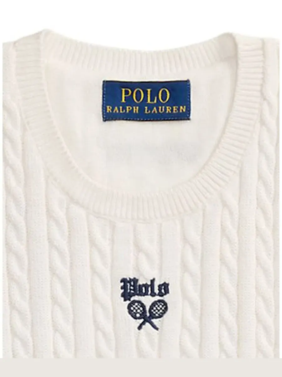 Платье-свитер без рукавов с принтом US Open Polo Ralph Lauren — изображение 3 из 4, белый