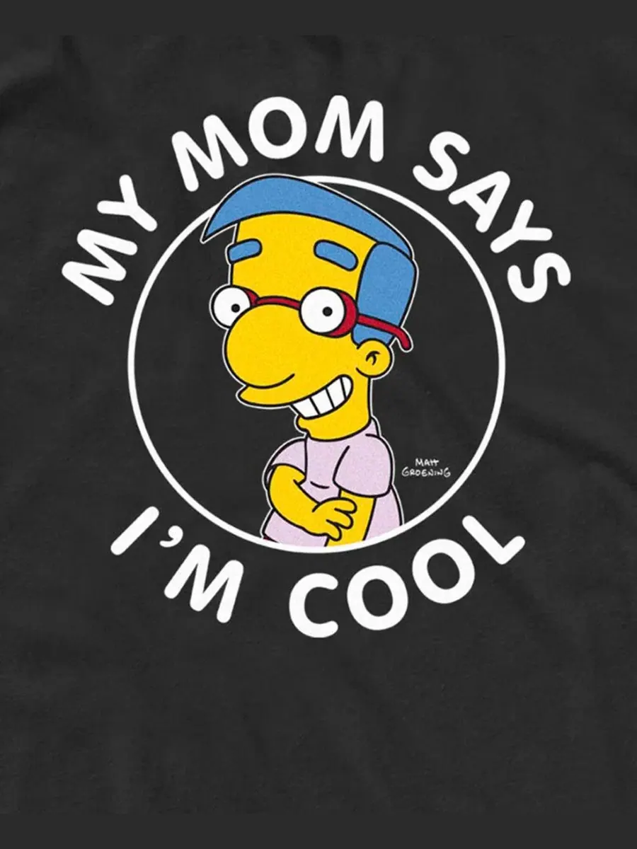 Мужская майка с принтом The Simpsons Milhouse My Mom Says I'm Cool Fifth Sun — изображение 3 из 3, черный