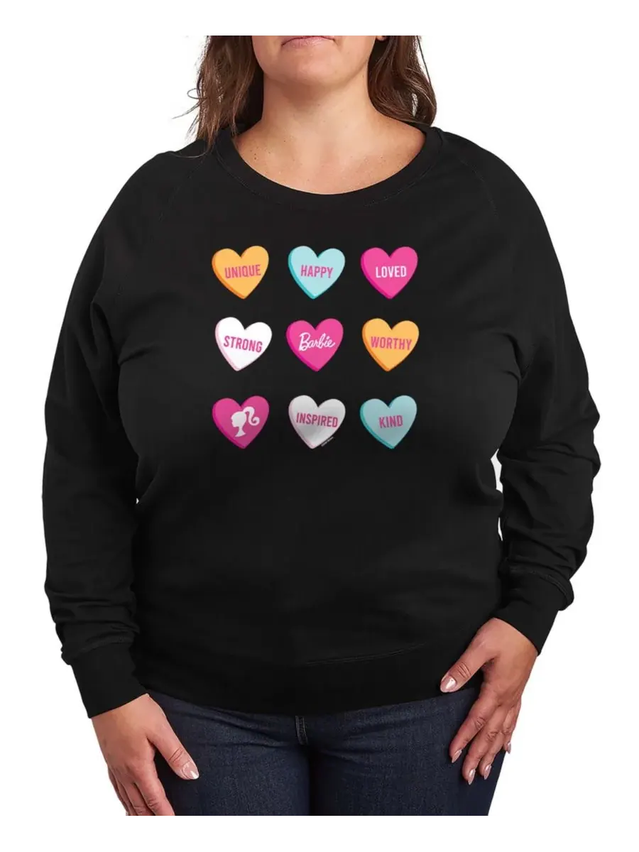Женская футболка с длинными рукавами Barbie Valentine Candy Hearts из французского махрового — изображение 1 из 3, черный