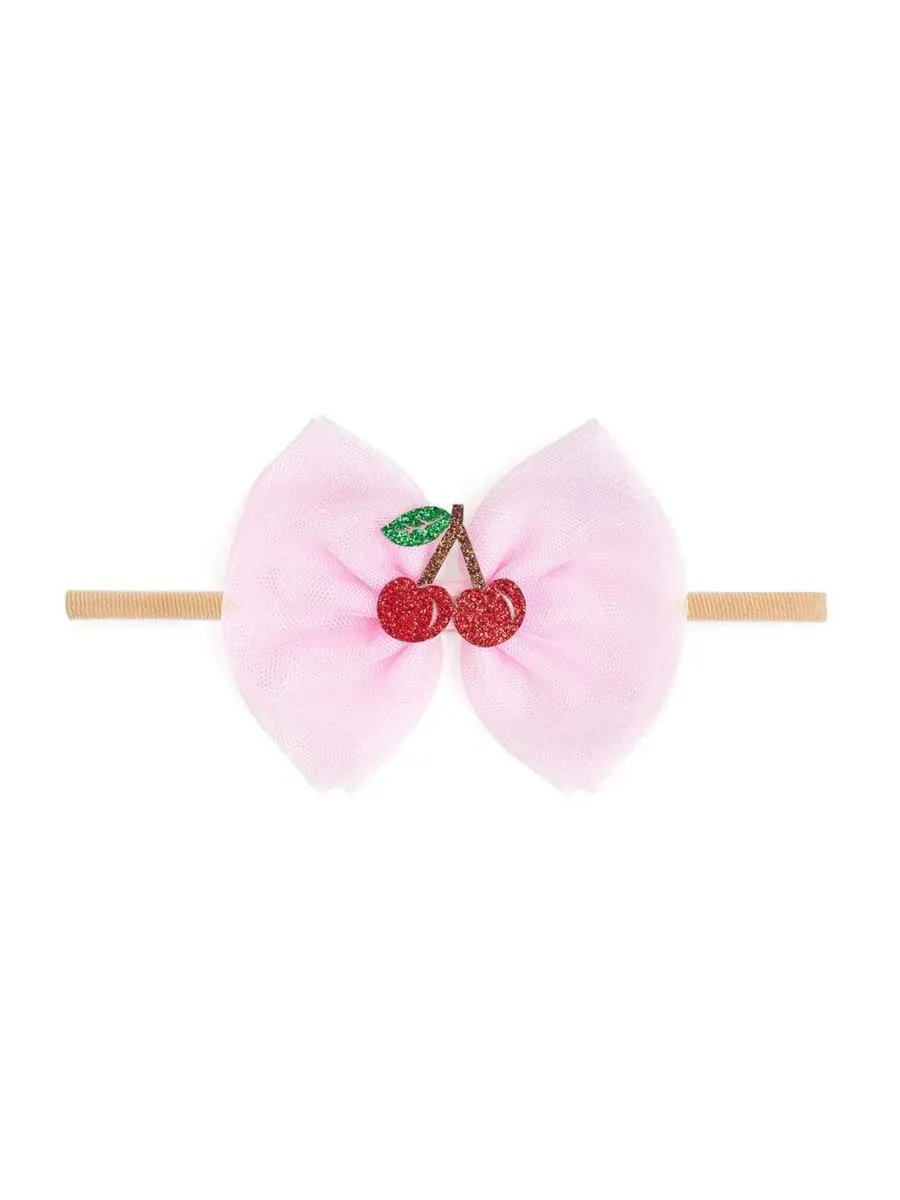 Повязка на голову для малышки-девочки с вишневым бантом из тюля Sweet Wink — изображение 1 из 3, розовый