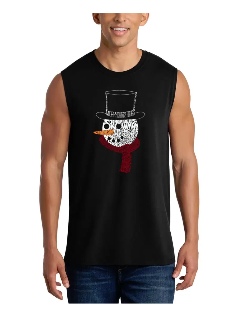 Мужская майка с принтом Snowman Top Hat LA Pop Art — изображение 1 из 4, черный