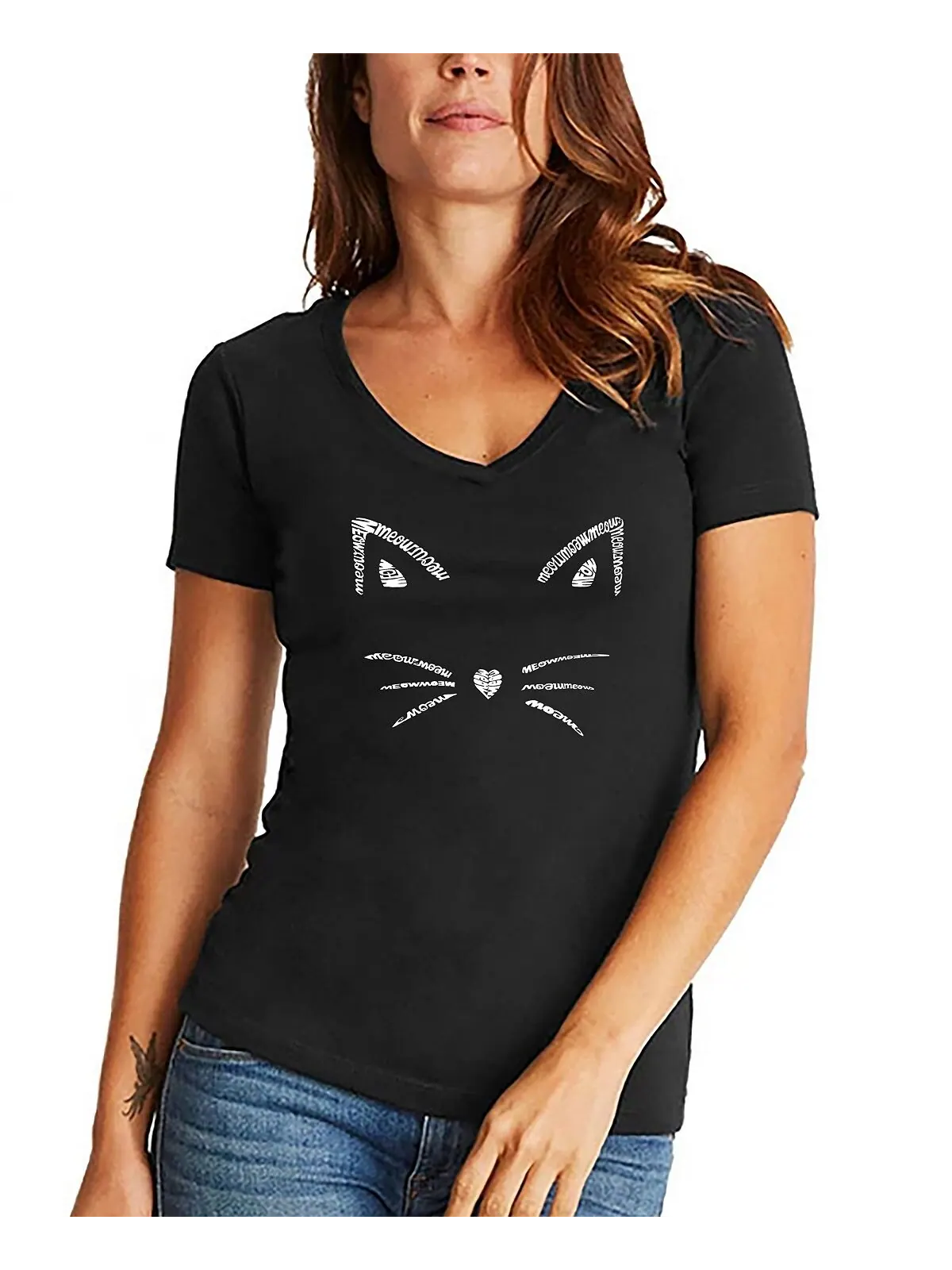 Женская футболка word art whiskers с v-образным вырезом LA Pop Art