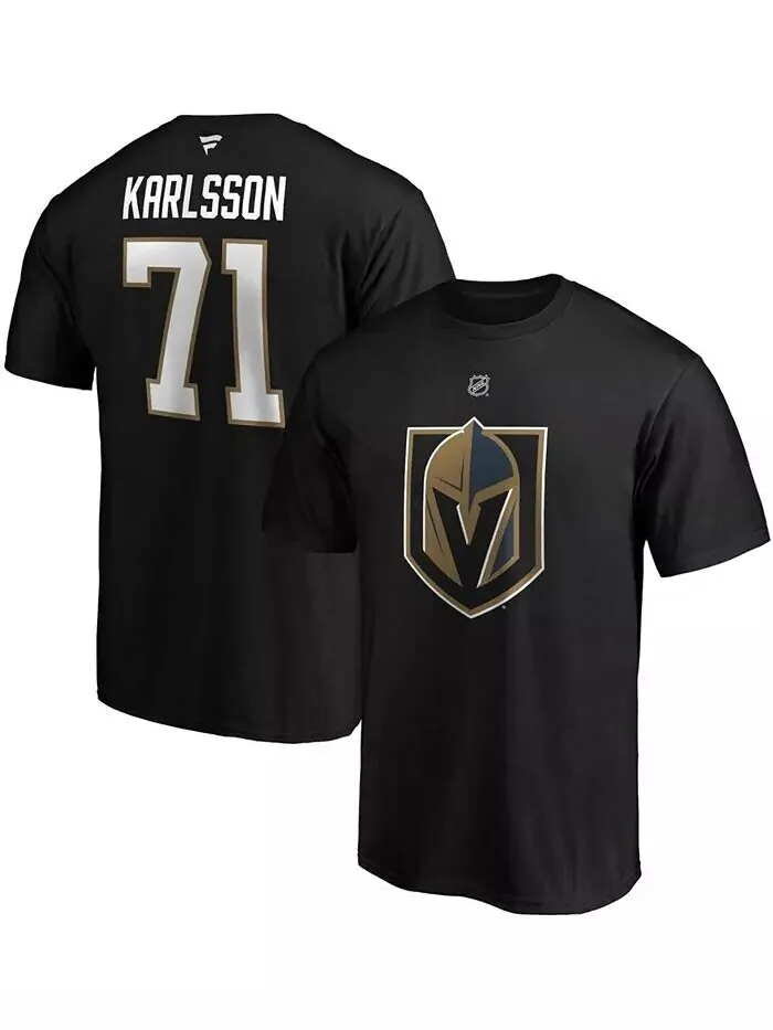 Мужская черная футболка William Karlsson Vegas Golden Knights с именем и номером игрока Stack — изображение 1 из 3