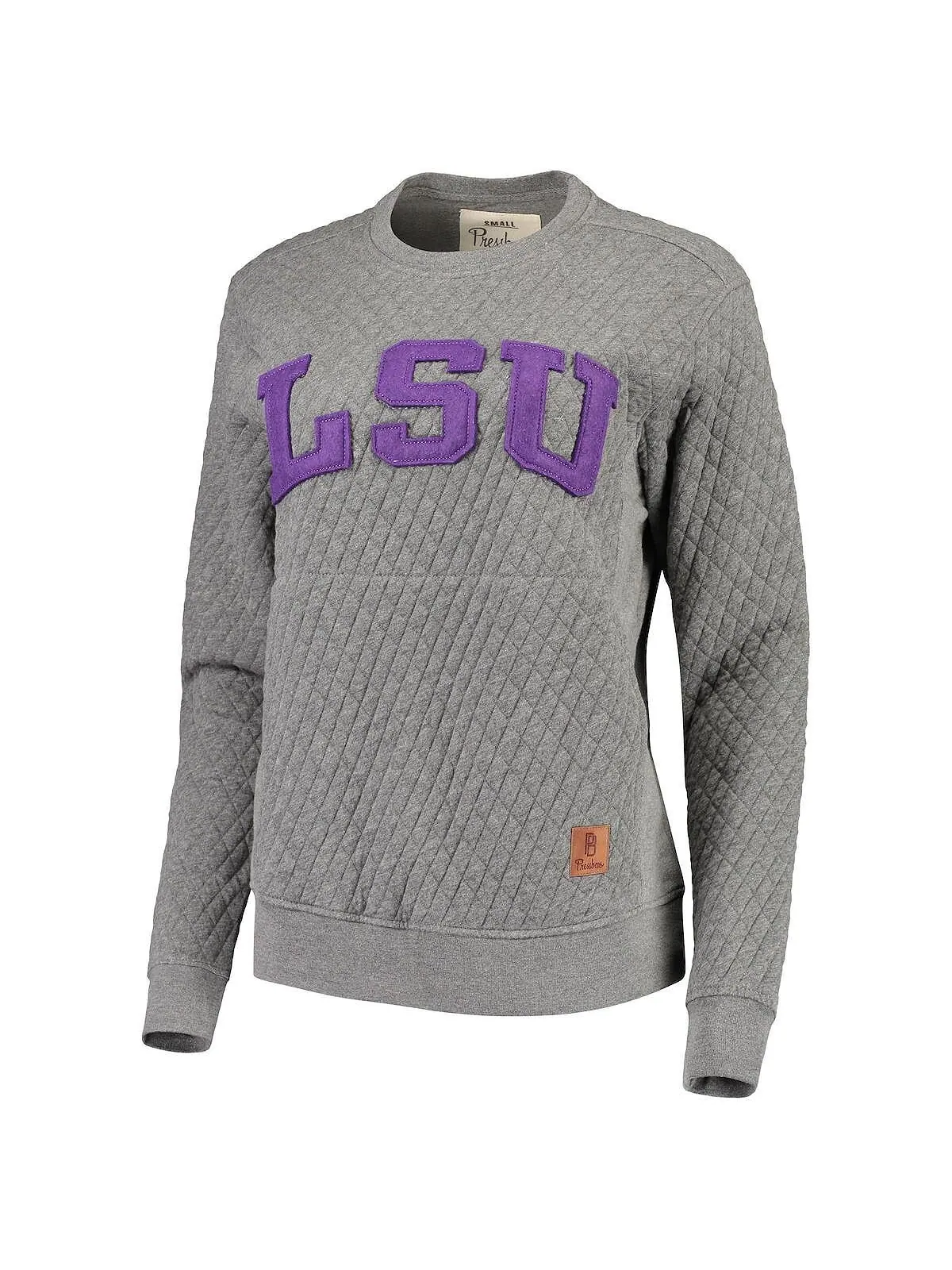 Женский серый стеганый свитшот с круглым вырезом LSU Tigers Moose Applique Pressbox — изображение 2 из 4