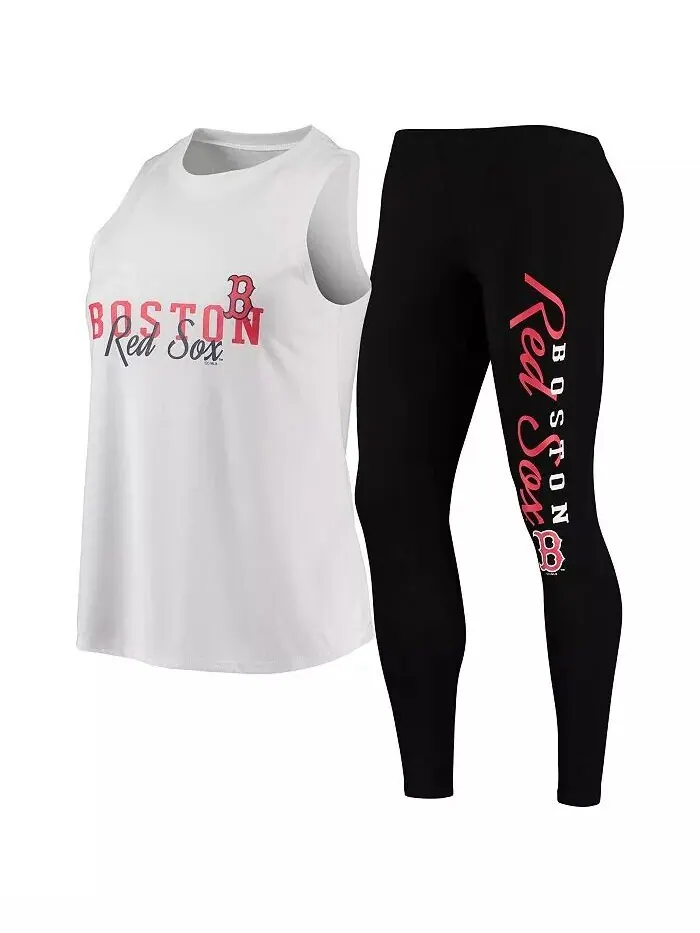 Женский комплект из белой и черной майки Boston Red Sox Sonata и леггинсов Concepts Sport — изображение 1 из 4
