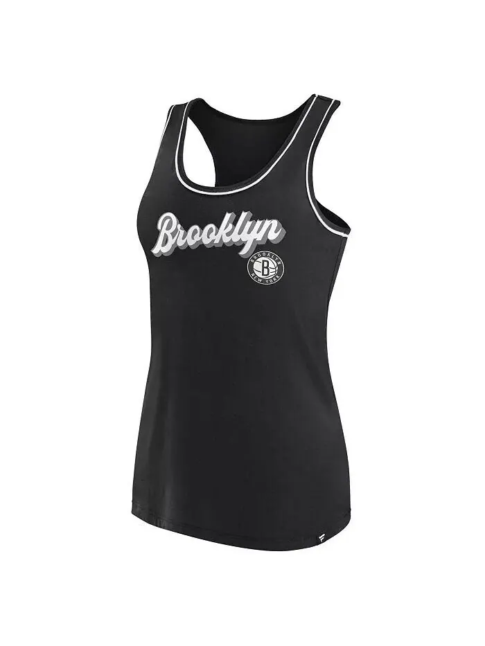 Женская черная майка Brooklyn Nets с логотипом и надписью Racerback Fanatics — изображение 2 из 3