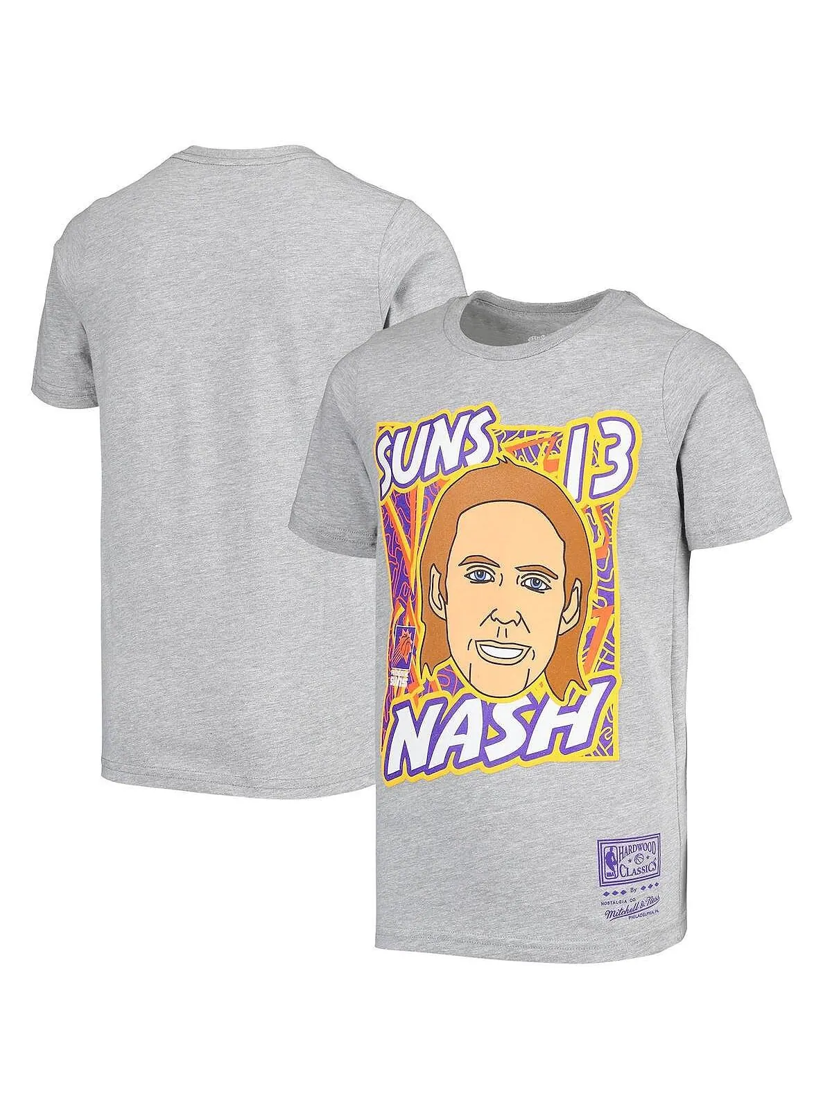 Серая футболка Big Boys Steve Nash Phoenix Suns Hardwood Classics King of the Court Player Mitchell — изображение 1 из 1