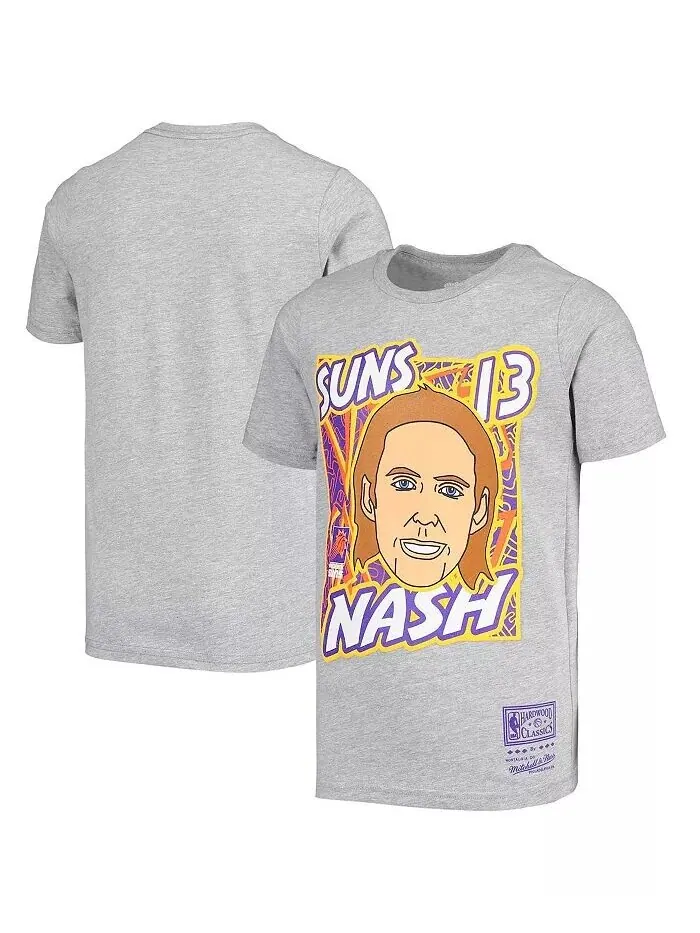 Серая футболка Big Boys Steve Nash Phoenix Suns Hardwood Classics King of the Court Player Mitchell — изображение 1 из 1