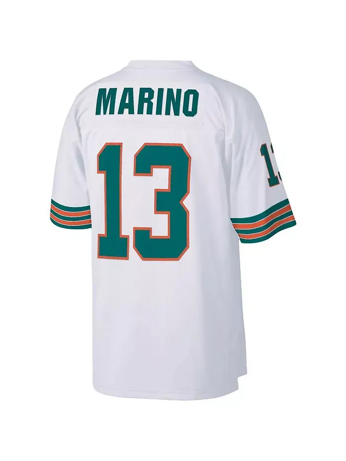Мужская реплика джерси Дэна Марино в белом цвете Miami Dolphins 1984 года для высоких и полных — изображение 2 из 3