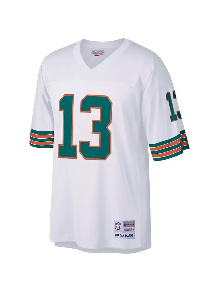 Мужская реплика джерси Дэна Марино в белом цвете Miami Dolphins 1984 года для высоких и полных — изображение 3 из 3