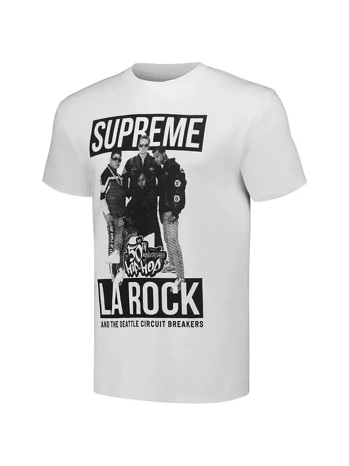 Мужская белая футболка с рисунком 50-летия хип-хопа Supreme La Rock Philcos — изображение 2 из 3