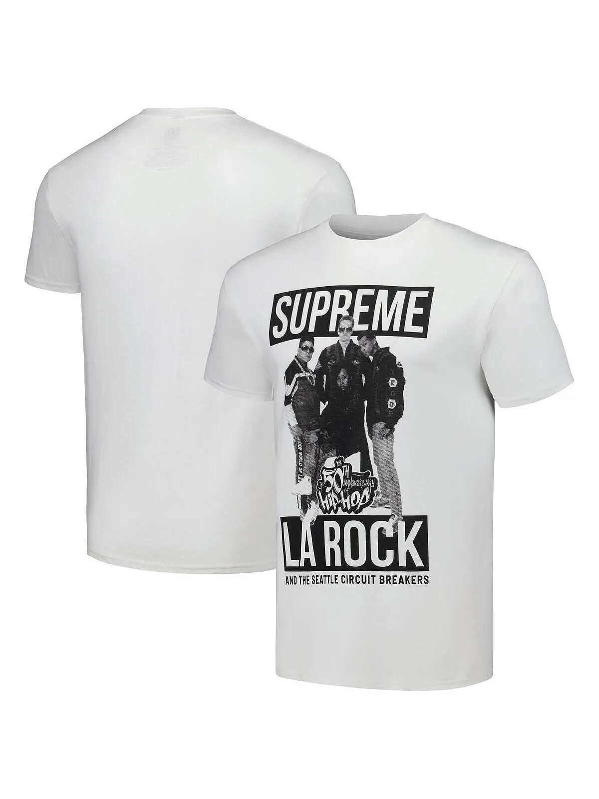 Мужская белая футболка с рисунком 50-летия хип-хопа Supreme La Rock Philcos — изображение 1 из 3, белый