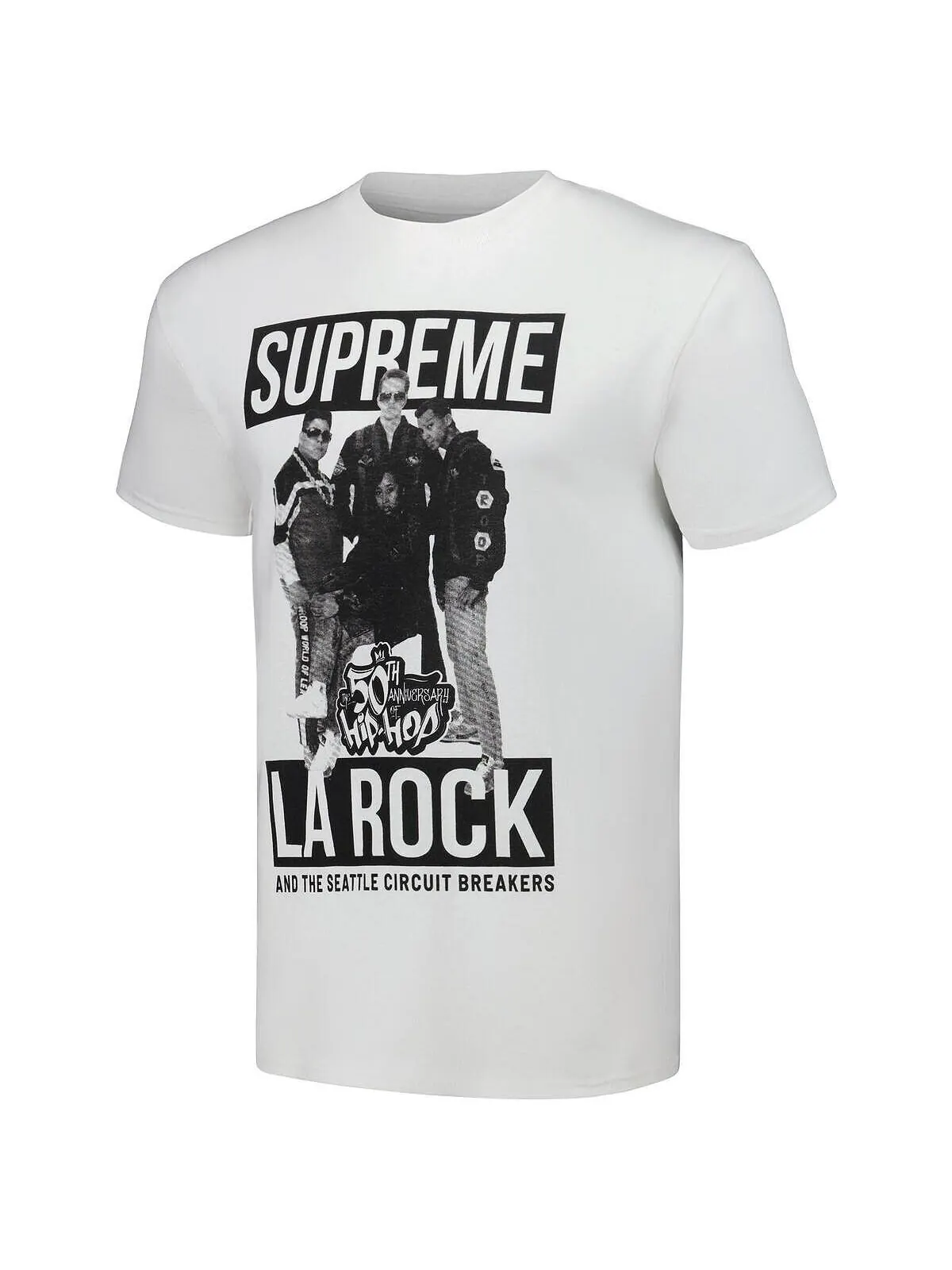 Мужская белая футболка с рисунком 50-летия хип-хопа Supreme La Rock Philcos — изображение 2 из 3, белый