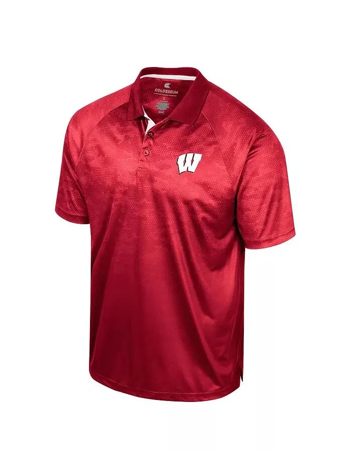 Мужская красная рубашка-поло Wisconsin Badgers Honeycomb Raglan Colosseum — изображение 2 из 3