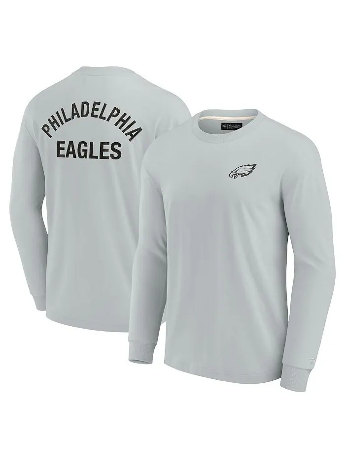 Мужская и женская серая супермягкая футболка с длинным рукавом Philadelphia Eagles Fanatics — серый