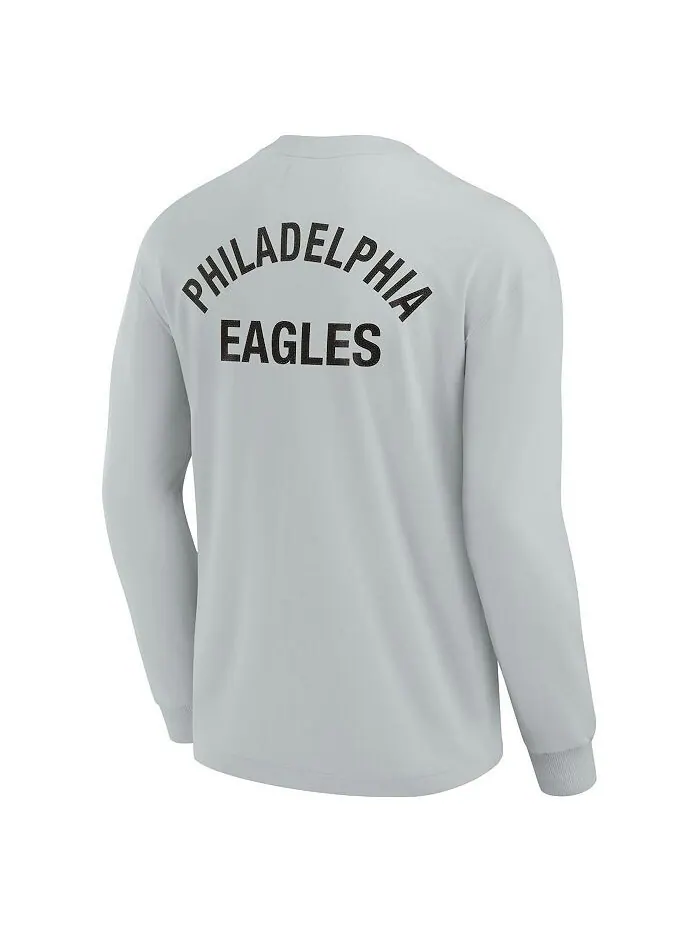Мужская и женская серая супермягкая футболка с длинным рукавом Philadelphia Eagles Fanatics — изображение 3 из 3, серый