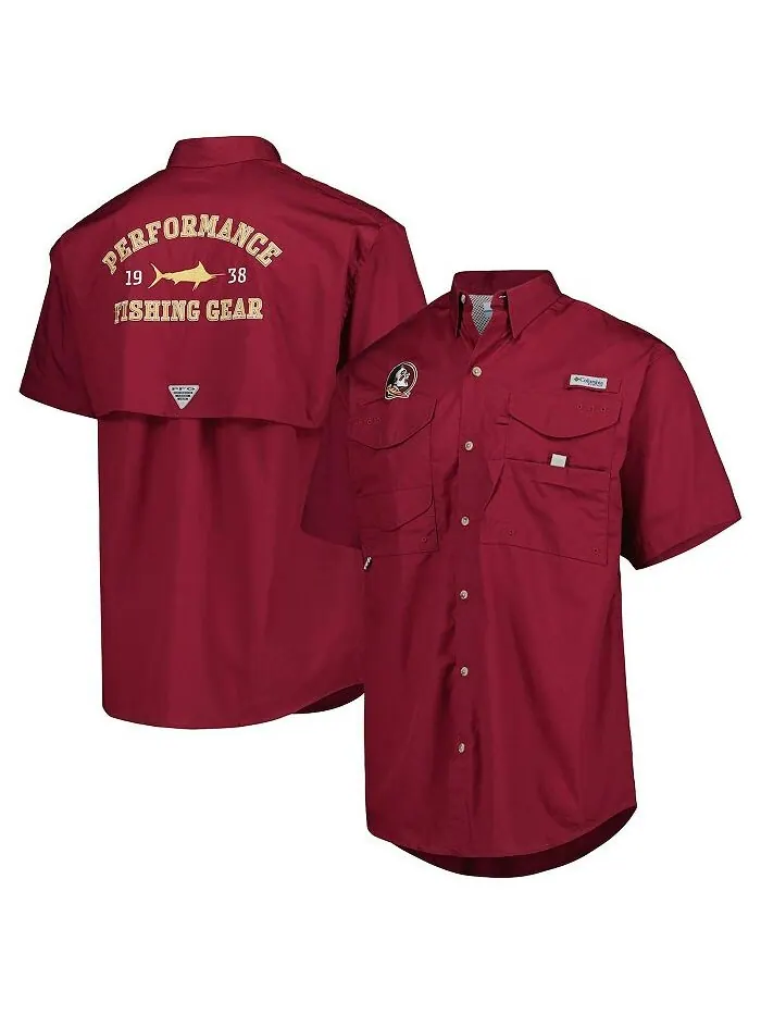 Мужская рубашка на пуговицах Garnet Florida State Seminoles с костяной головой Columbia — изображение 1 из 4, гранат