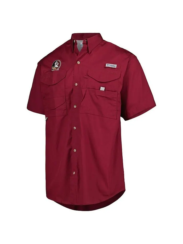 Мужская рубашка на пуговицах Garnet Florida State Seminoles с костяной головой Columbia — изображение 2 из 4, гранат